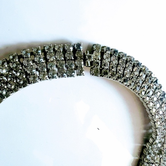 Hollywood Classic Collectable Rhinestone 5 Row Crystal Choker Necklace EVC - Picture 6 of 11
